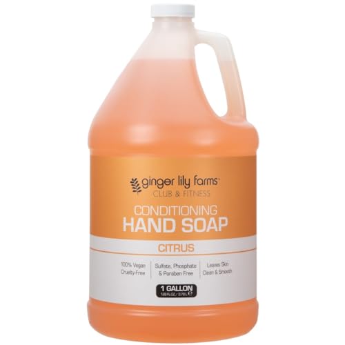 Ginger Lily Farms Club & Fitness Conditioning Liquid Hand Soap Refill 100% Vegan & Cruelty-Free Citrus Scent 1 Gallon (128 fl oz)