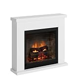 TAGU Frode Chimenea Eléctrica con PowerFlame 2, Calefactor y Termostato, Sonido Crepitante, Wi-Fi y Luz Ambiental (Blanco Puro)