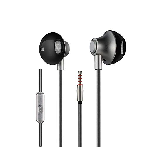 Auricolare In-Ear, Bealviy Grigio Auricolare per Phone, Cavo 3,5 mm Inserire L'alloggiamento Metallico, Cuffie con Microfono, Best Bass Stereo con Microfono per Huawei, Xiaomi, etc