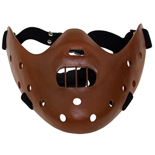 Varuotu Hannibal Lecter Mask The Silence of the Lambs Half Face Mask Horror Demon Masks Halloween Costume Cosplay Props (Brown)