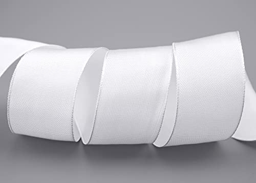 finemark 25 m x 40 mm Wired Edge Ribbon Leo White (601) Decorative Ribbon with Wired Edges Plain Gift Ribbon Fabric Ribbon Ribbon Visco Wire Made from Renewable Raw Materials Biodegradable - Image 2
