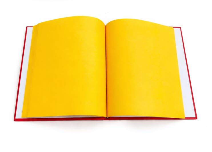 Image of KOMASH Yellow Pages Hard Cover Notebook - Premium Red Cover Diary with Plain Yellow Pages | Journal for Manifestation, Affirmations, Writing, Business Notes & Personal Diary | Compact Notebook