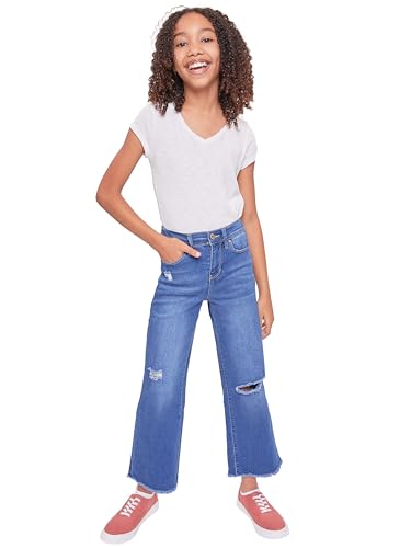 YMI Girls Millie Dream Elastic Back Wide Leg Fray Hem Jeans4