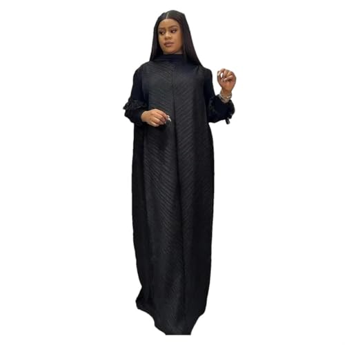 Robe longue broderie faite main élégante en coupe ample plissée pour femme