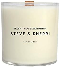 NAVABELLA Personalized Candle, Custom Happy Housewarming Candle, Personalized Housewarming Gift, Handmade Happy Housewarming Candle Gift, Personalized Candle Gift, Custom Candle w/Gift Box