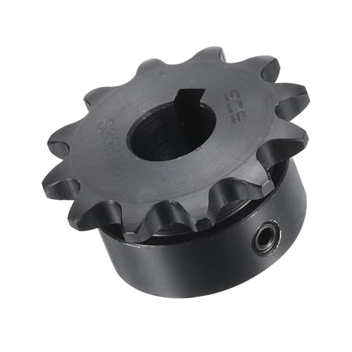 Image of uxcell #35 Chain Roller Sprocket B Type, 1 /2 inch Bore 12 Tooth Single Strand Chain Sprocket, Carbon Steel, Keyway with Set Screws
