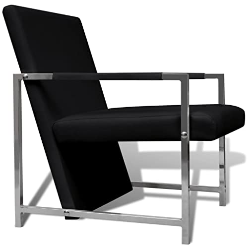 Sillón Plegable Negro Cuero Sintético miniatura 4