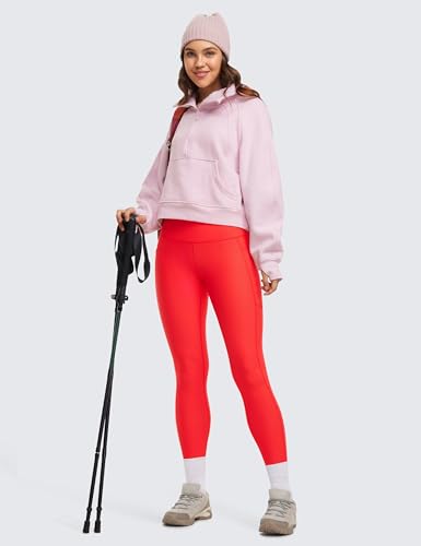 Image of CRZ YOGA Fleece Lined Leggings Pockets 25'' - Thermal High Waisted Casual Lounge Workout Womens Yoga Pants Winter Warm