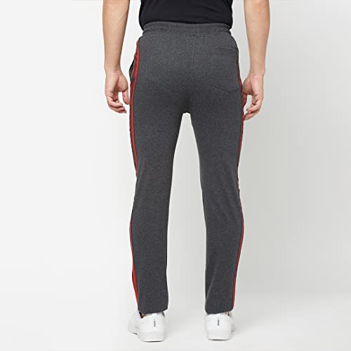 Image of sporto Anthra Melange Modern Slim Fit Track Pants for Men with Zippered Pockets