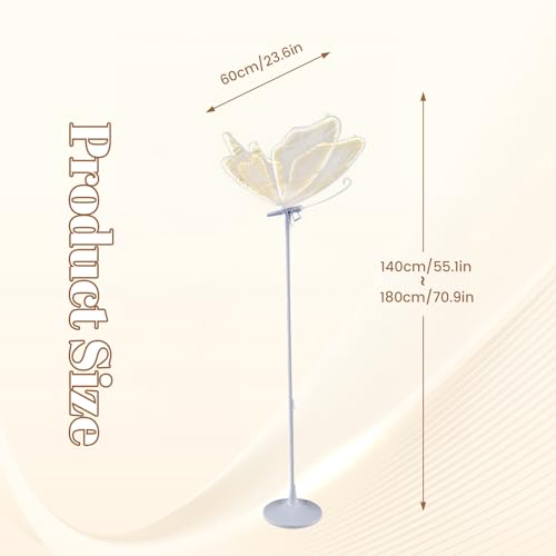3-Color Butterfly Floor Lamp - Adjustable Wedding/Home LED Lighting, Ceiling Hanging & Standing Dual Use Decorative Lamp, 1 Pack 60cm(23.6") Elegant Butterfly Shape Floor Light