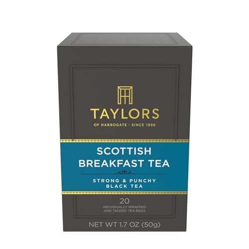 Image of Taylors of Harrogate Scottish Breakfast Black Tea Individually Wrapped Bags, 20 Count (Pack of 6), Strong, Malty and Full, Caffeinated, Enjoy Hot or Iced, 120 Teabags Total