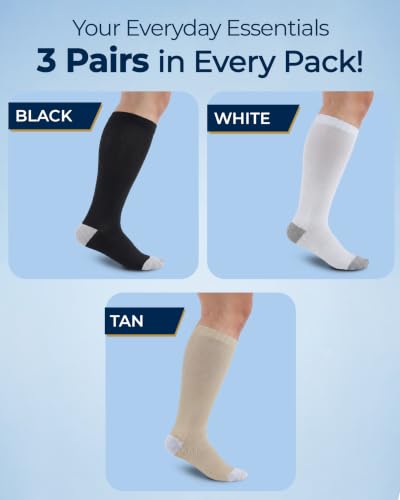 Image of Pembrook 3 Pairs Plus Size Compression Socks Wide Calf - Bamboo Viscose Compression Socks for Women Wide Calf