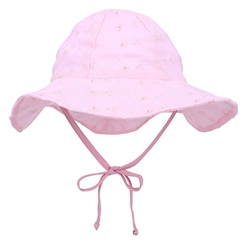ThunderCloud Baby Sun Hat 50+ UPF Protective Wide Brim Girls Sun Hat,Pink1,12-24 Months