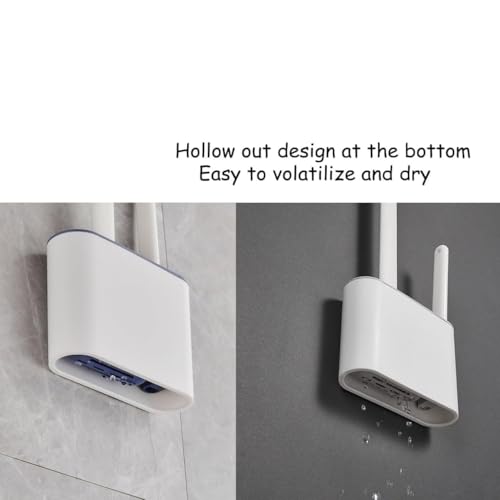 Image of VEZPAX Toilet Bowl Brush with Holder - Wall Mounted Silicone Flat Toilet Cleaner | Long Handle Bathroom Scrubber Tool(2 in 1 (2 Brush))