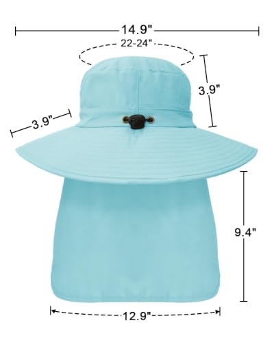 Image of Outdoor Sun Hats with Stowable Neck Flap for Men Women UPF 50+ Mesh Summer Bucket Hat Wide Brim for Fishing Safari Hiking