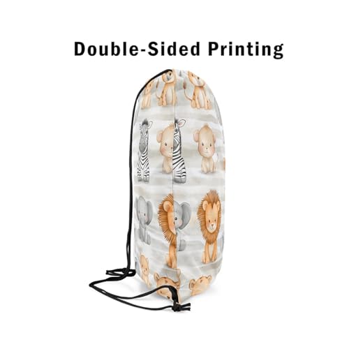 Feelyou Elephant Lion Drawstring Backpack 13"x15.7" Leopard Zebra Sports Gym String Bag Safari Print Camouflage Drawstring Bags 3D Wild Animal Pattern Waterproof Cinch Bag Sports Drawstring Sackpack4