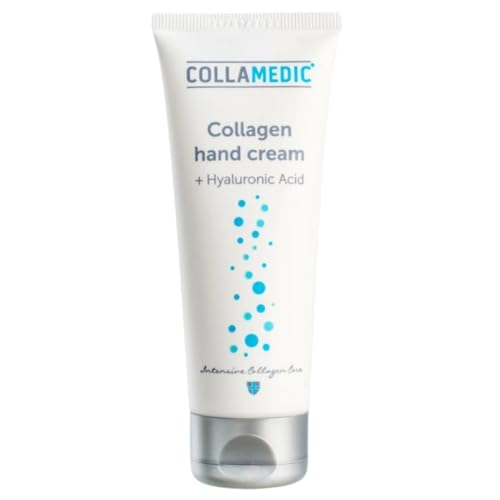 COLLAMEDIC Crème Mains au Collagène Anti-Âge, à l'Acide Hyaluronique, Crème Hydratante Réparatrice Intense, Laisse les mains Douces, Soin pour Mains Rugueuses, Sèches et Gercées, 75 ml