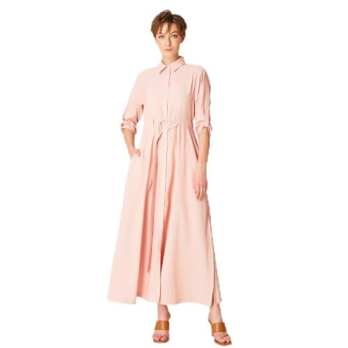 Robe chemise longue minimaliste manches longues et col classique