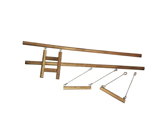 Image of Anaakaarha Handmade Wooden Bird Cage for Small to Medium Birds, 51 x 36 x 60 cm, with Perches, Swings and Ladder, Removable Bottom Net