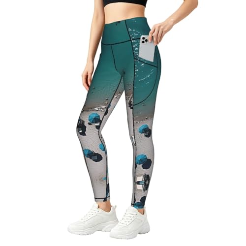 Pantalones de yoga con control de abdomen y bolsillos laterales elásticos para running