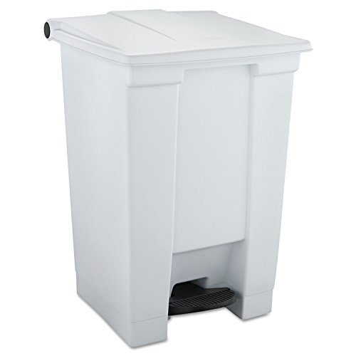 Rubbermaid Commercial Products Step-On Trash Can with Lid 12-Gallon White Hands-Free Sanitary Use Garbage Can for Medical Waste in Hospitals/Lab/Emergency/Patient Rooms