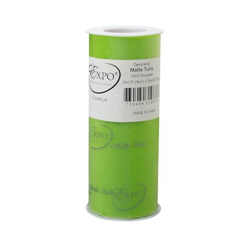 Image of Expo International Decorative Matte Tulle, Roll /Spool of 6 Inch x 25 Yards (Pack of 1), Polyester-Made Tulle Fabric, Matte Finish, Lightweight, Versatile, Washable, Easy-to-Use, Lime