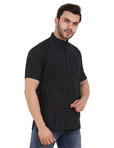 Image of LATEST CHIKAN Men's Cotton Regular Textured Short Kurta Half Sleeves - (SK-DJ)