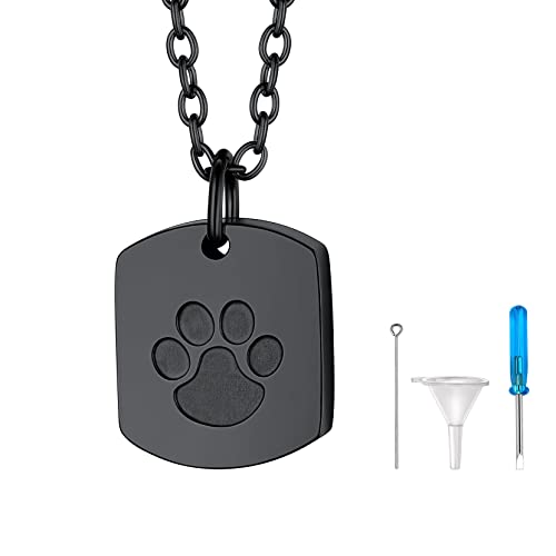 Richsteel Pendentif Griffe Chien Noir Urne pour Cendres Animaux,Collier Urne Funéraire Acier Inoxydable Cheveux Homme Femme Cover