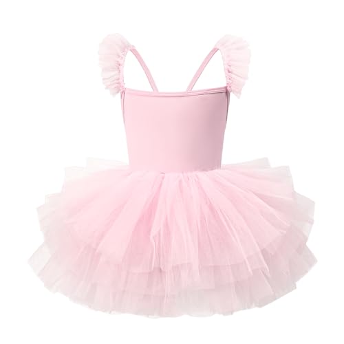 Tutu.kk Toddler Girls Ballet Leotard Sleeveless Back Cross Tutu Dresses Dance Leotards for Girls Pink 2-4T