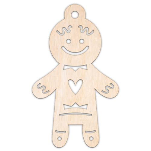 Creative Deco Formas Navideñas Personalizadas de Contrachapado o MDF | Hombre de Jengibre | 5-100 cm | Madera Contrachapada 3mm | Recortes con Láser | Decoración Navidad | Decoupage Pared Puerta