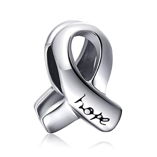 Esperanza Charms-Cinta de cáncer de mama Charm Beads En Plata de Ley 925, Fit Pandora Women Awareness Pulsera, Regalo de para Mejores Amigos/Boda/Hija/Hijo
