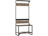 Bush Furniture Refinery Hall Tree with Shoe Storage Bench, Rustic Gray