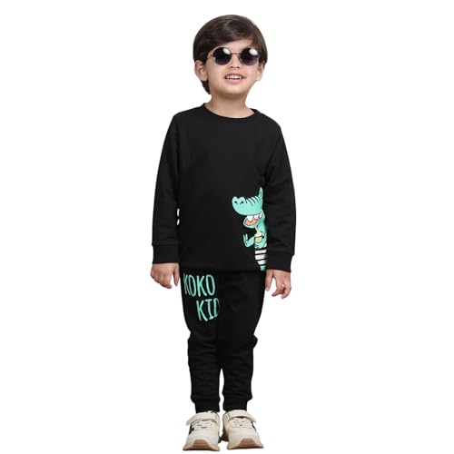 Image of POLKA TOTS 100% Cotton Co-Ord Joggers for Kids | Trendy Sweatshirt & Joggers Set | All Season Wear for Kids, Toddler & Newborn | Soft & Breathable Dress for Boys & Girls | from 6 Months to 8 Years
