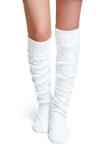 Image of Pcavin Thigh High Socks for Women, Long Cable Knit Over Knee Boot Stockings | Extra Long Fit, Cable Knit Texture, Warm Thick Knit, Winter Boot Socks, Cozy Leg Warmers, Sweater Sock Style
