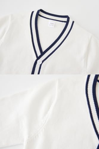 England Style Knit Sweater V-Neck Teen Childrens Sweater Solid Color Long Sleeve Cardigan Fall Winter Cotton Outerwear3