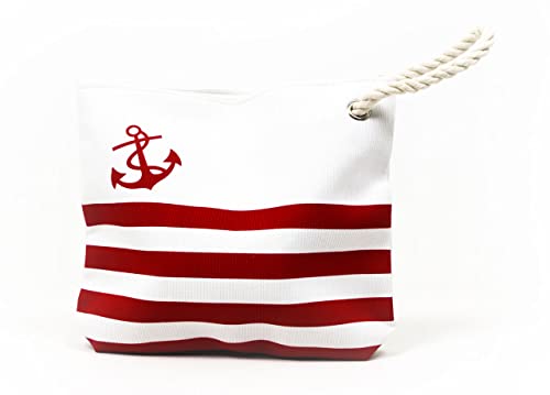 BIANCHERIAWEB Pochette Mare per Borsa Spiaggia Piscina Beach Linea Stripe Chiusura Zip Pochette Rosso