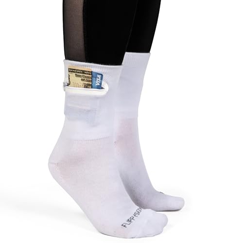 Image of Zipper Sock Wallet - Cotton & Polyester Zipper Socks with Pockets - Fits shoe size 6-13