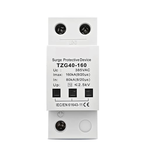 AC SPD 1P 120KA 160KA 200KA �T�[�W�ی�f�o�C�X 385V ���d�� DIN ���[�� T2 �e���R�~���j�P�[�V���� TZG40-160(120KA) 1��