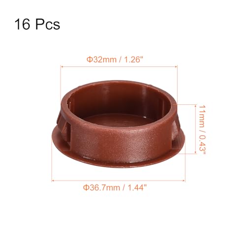 Image of uxcell 32mm /1.26 inch Plastic Hole Plugs, 16Pcs Flush Type Panel Round Snap in Fastener Knockout Locking Plugs for Furniture Insert End Caps Panels, Red