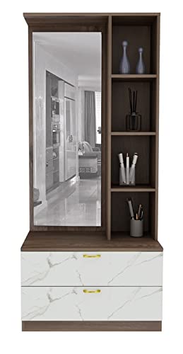 Image of MAMTA DECORATION Engineered Wood Dressing Table with Storage for Bedroom Living Room Wooden Vanity Tables (Dark Vogue)