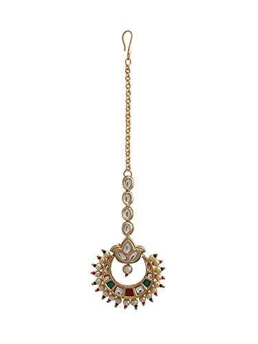 Multicolor Kundan Stone Studded Plated Maangtikka, Elegant Gift