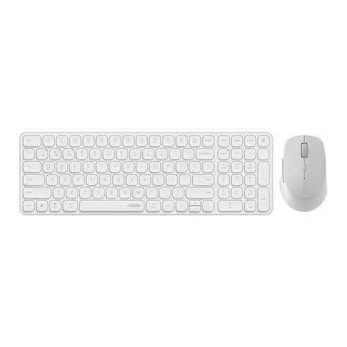 Rapoo 9360M Wireless Keyboard and Mouse Combo, Blade-Series E9310M 99-Key Ultra-Thin Keyboard and M300G Silent Mouse, Support 4 Devices, Quiet, Compact, Battery Powered, for Windows/Mac/Linu