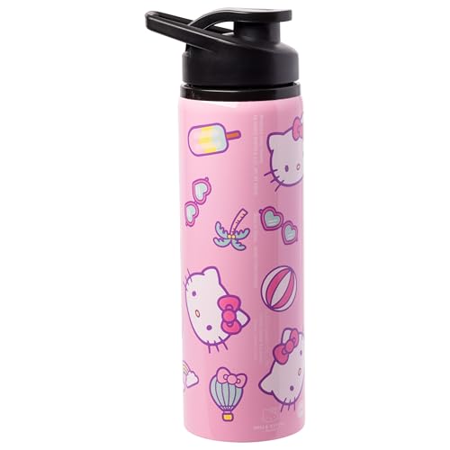 Image of Silver Buffalo Sanrio Hello Kitty Vibes, Stainless Steel Water Bottle, 25oz | Summer, 0.74 Liters