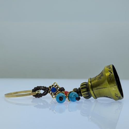 Image of OTTAVO Guardian Bell Keychain, Oxidized Copper, Tibetan Style, 5 cm Height, Good Luck Charm