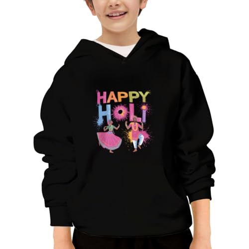 Vintage Happy Holi Festival Colors Hoodies for Teen Girls Boys Lightweight Kangaroo Pocket Sweatshirt