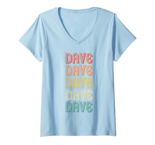 Womens Dave Vintage Retro V-Neck T-Shirt