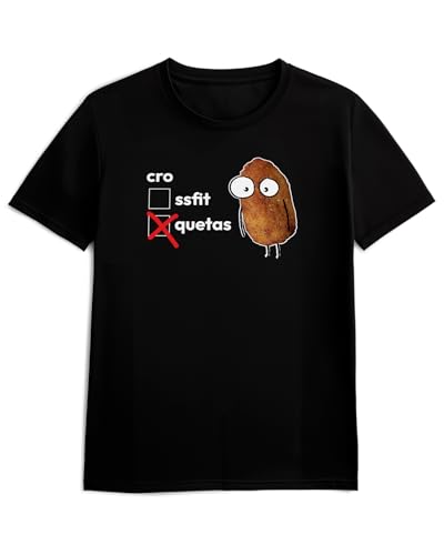 Panorama Camiseta de Manga Corta - Croquetas vs Crossfit - Talla M Color Negro - 100% Algodón - Regalos Originales Graciosos - Camisetas Graciosas - Ropa Unisex Hombre y Mujer - Regalo Divertido