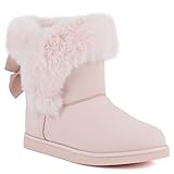JUICY COUTURE Women's Slip On Winter Snow Boots Warm & Insulated Fur Lining Comfortable Fashion Booties-Krazey Kute-Blush Micro-7