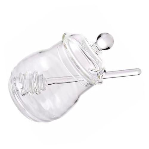 BEBEMOKO 1Set with Dipper Honey Dispenser Pot with Lid Unique Design for Syrup Serving for Honey Lovers