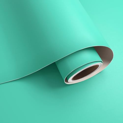 Image of HOME13 Green Matte Wallpaper Self Adhesive and Removable Peel and Stick Vinyl for Kitchen Cabinet and Furniture Countertops Waterproof (24X80 in, Jade Green)